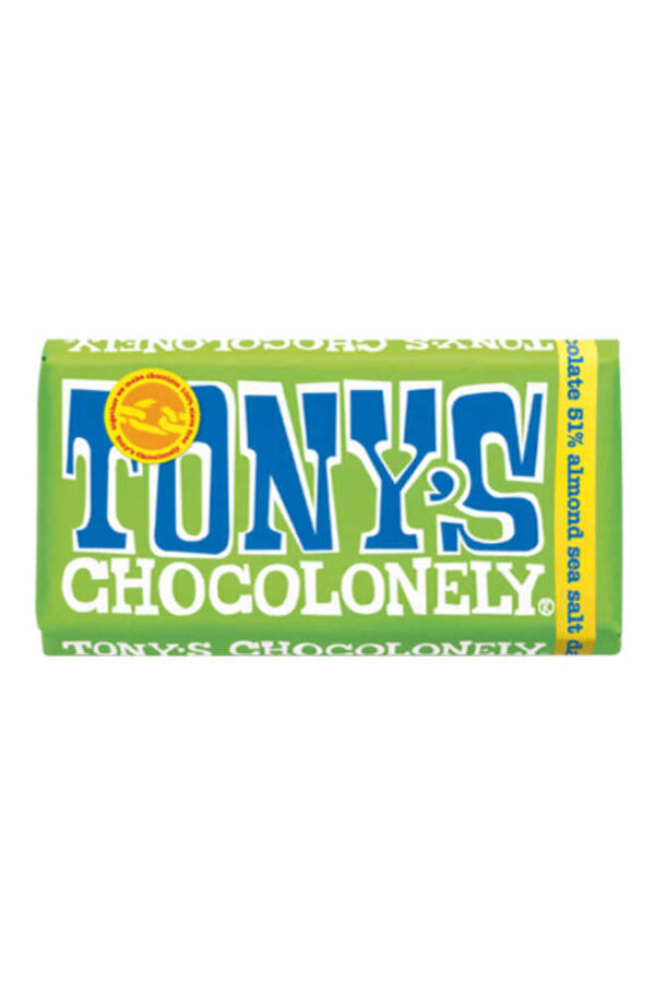 Tony's chocolonely Σοκολάτα υγείας με αμύγδαλα και θαλασσινό αλάτι 180g